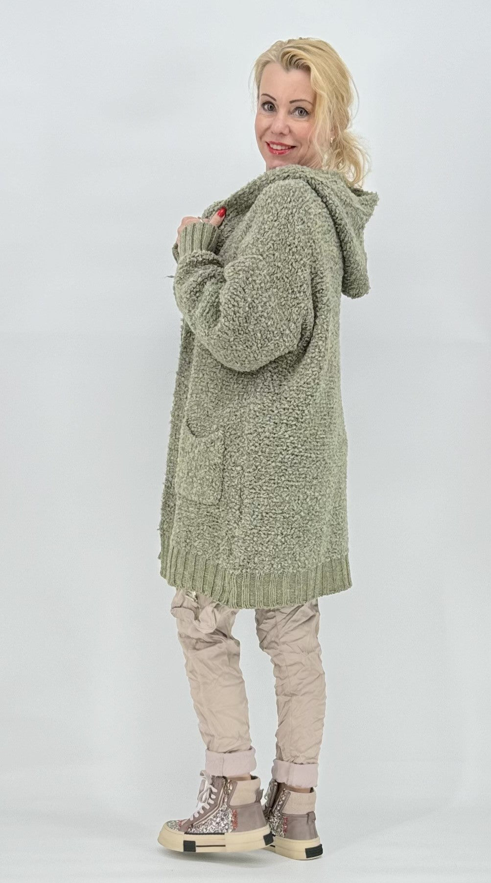 Strickjacke Bouclé grün