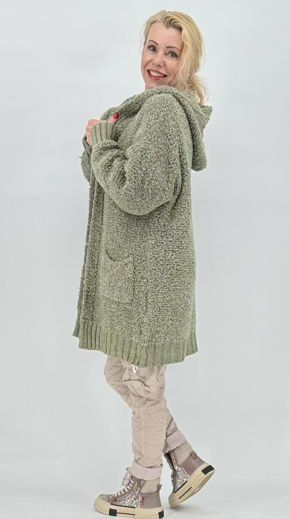 Strickjacke Bouclé grün