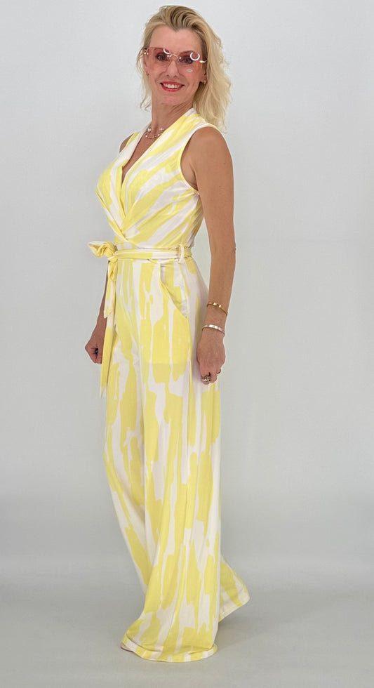 Jumpsuit, weiß/gelb