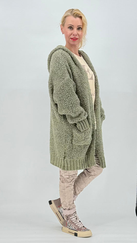 Strickjacke Bouclé grün