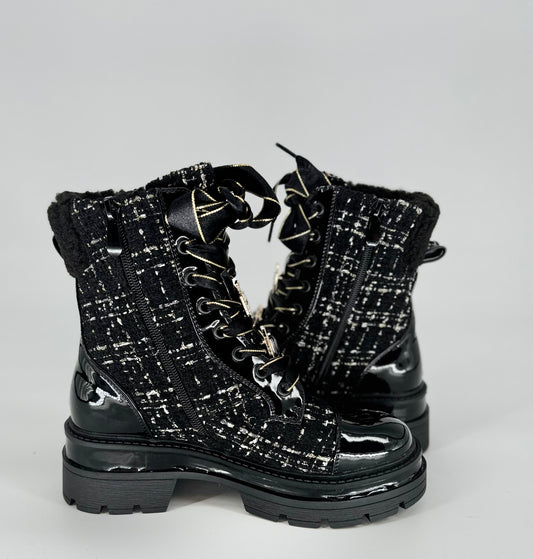 Boots Plateau Sohle mit Textil schwarz A-919