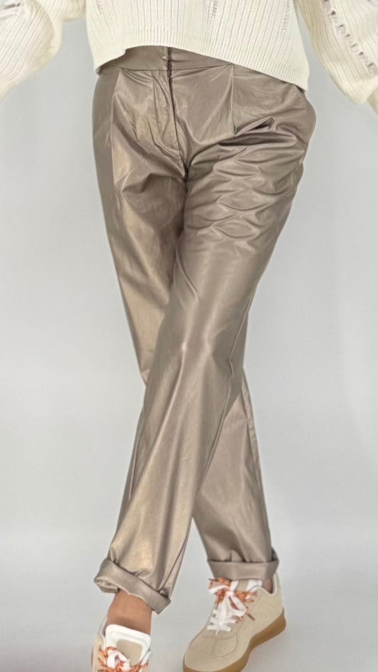 Hose Xuele NÜ beige lederimitat