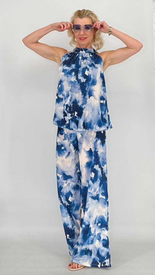 Hose, dunkelblau gebatikt