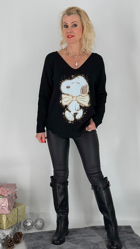 Pullover "Snoopy" in schwarz