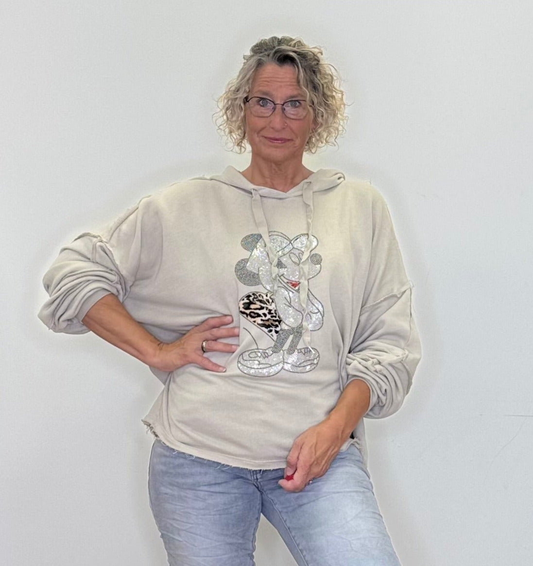 Sweatshirt mit Kapuze beige
