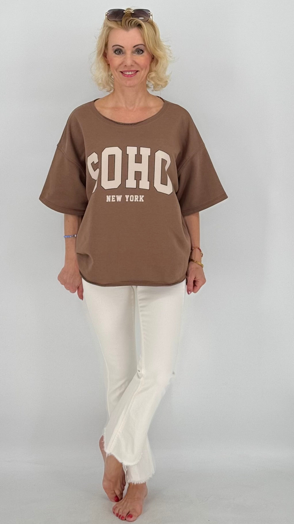 Sweatshirt in camel, "SOHO"
