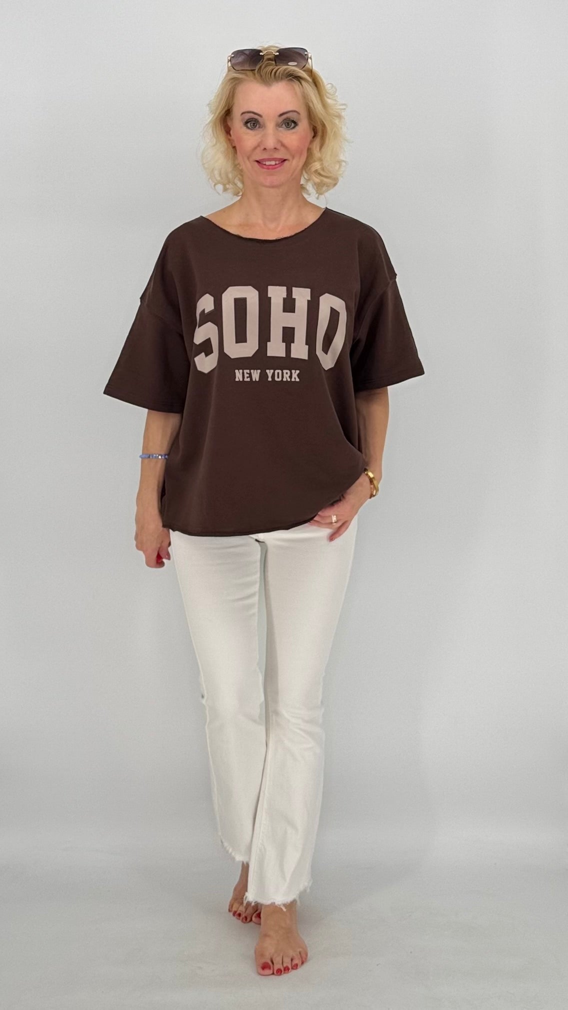 Sweatshirt in braun, "SOHO"