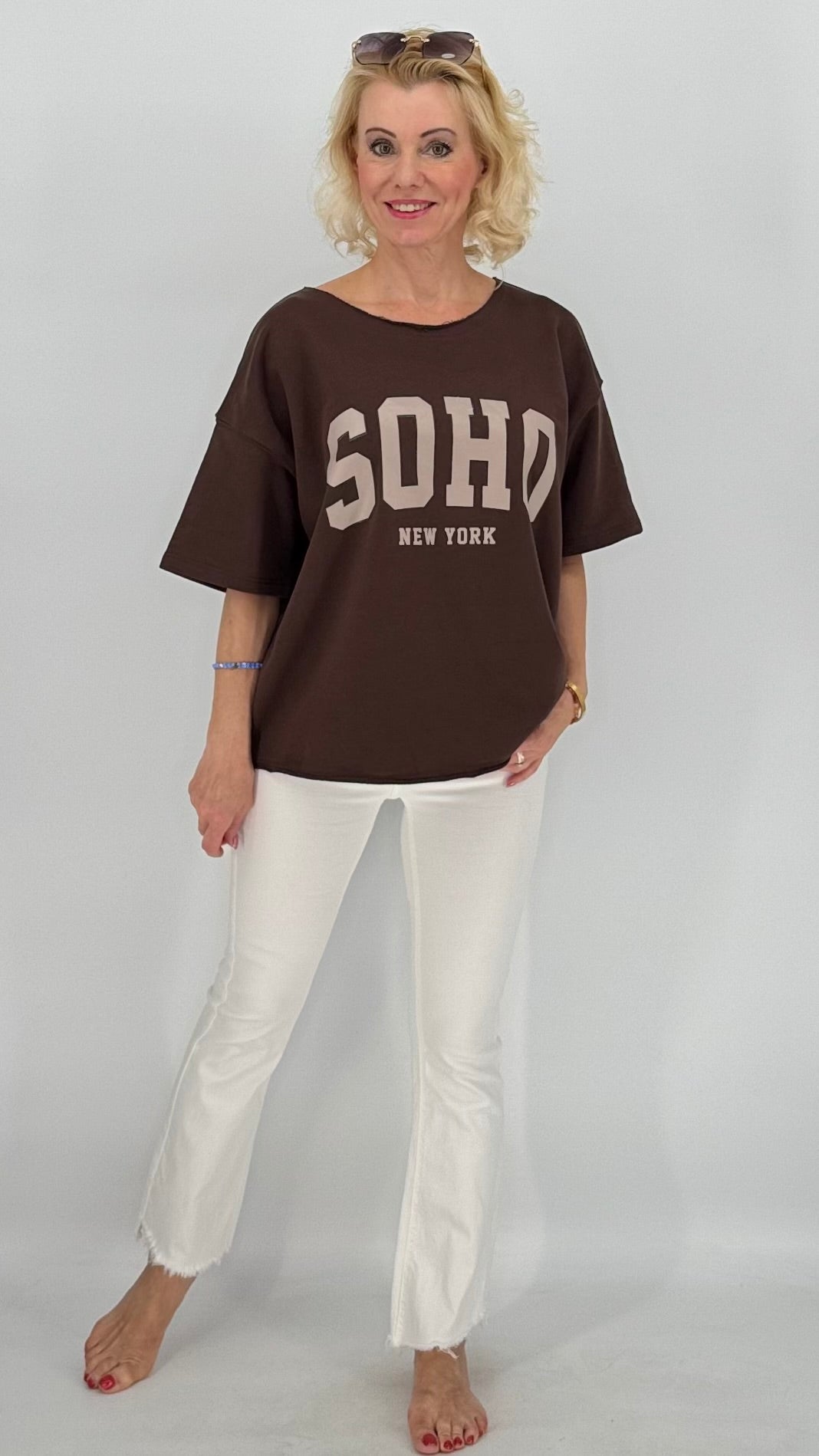 Sweatshirt in braun, "SOHO"