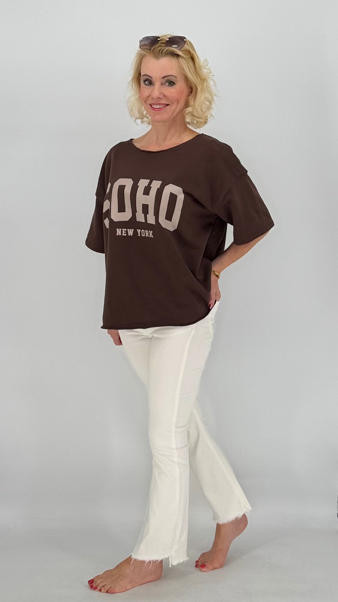 Sweatshirt in braun, "SOHO"