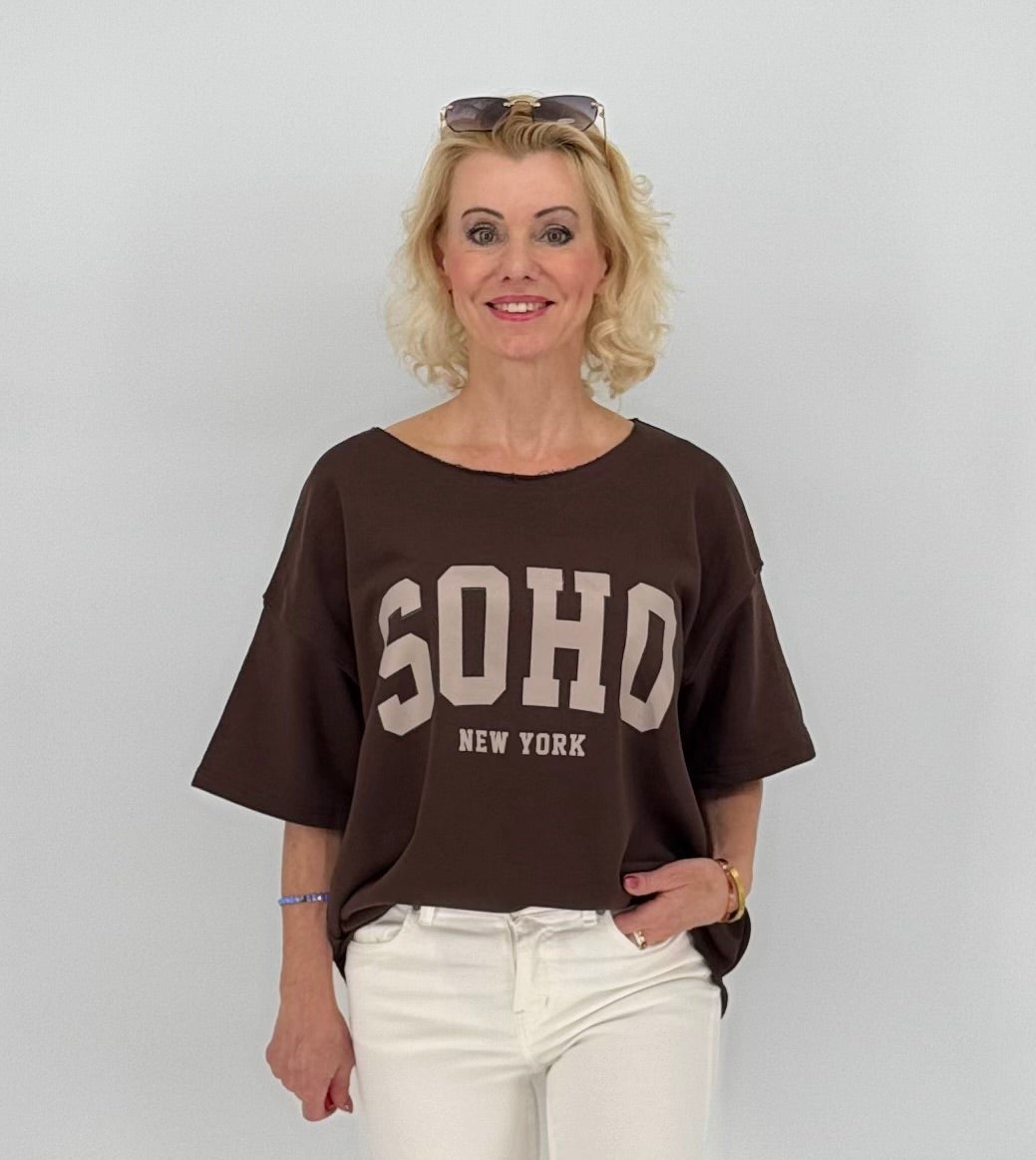 Sweatshirt in braun, "SOHO"