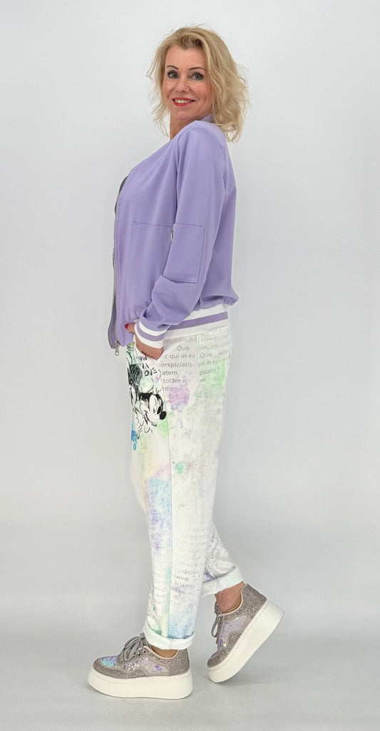 ESVIVID Bomberjacke in Flieder mit weißen Streifen