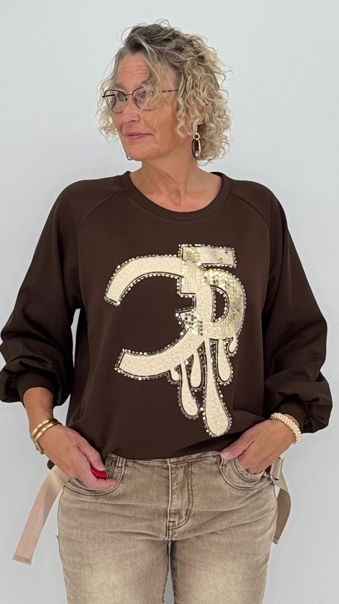 Sweatshirt in Braun, "5"