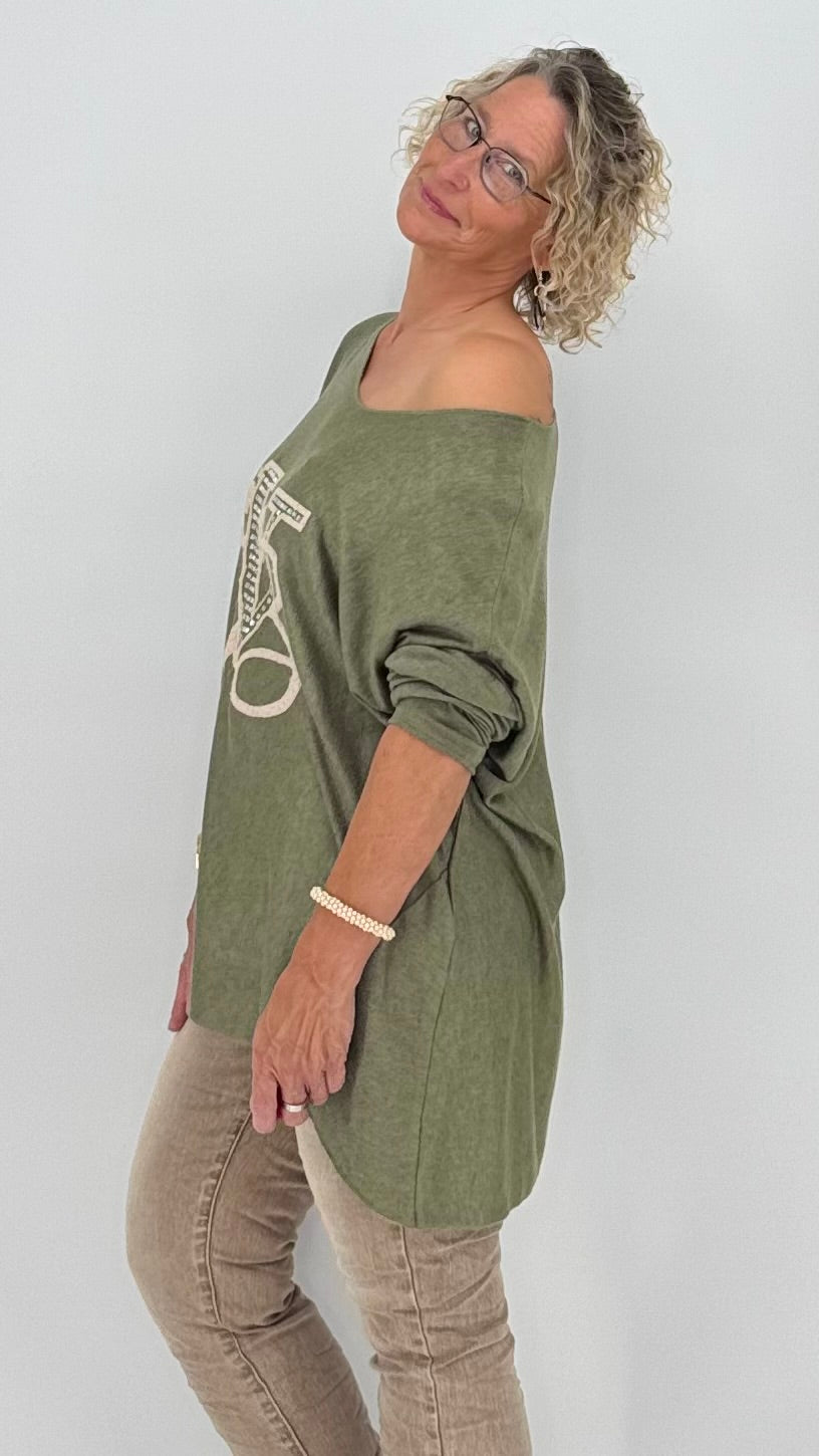Sweatshirt in Grün mit Wollanteil