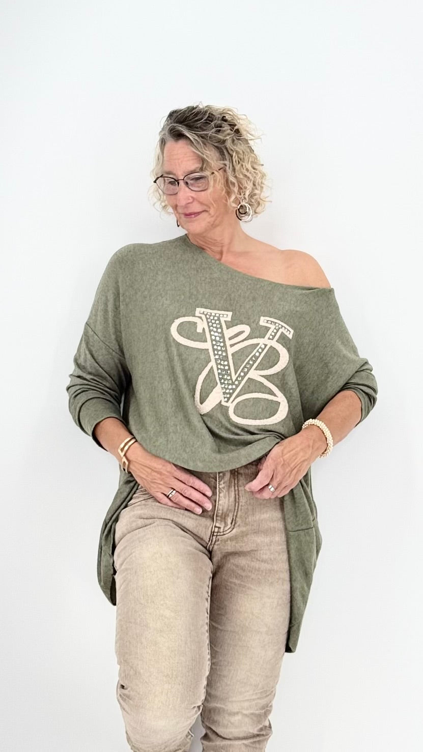 Sweatshirt in Grün mit Wollanteil