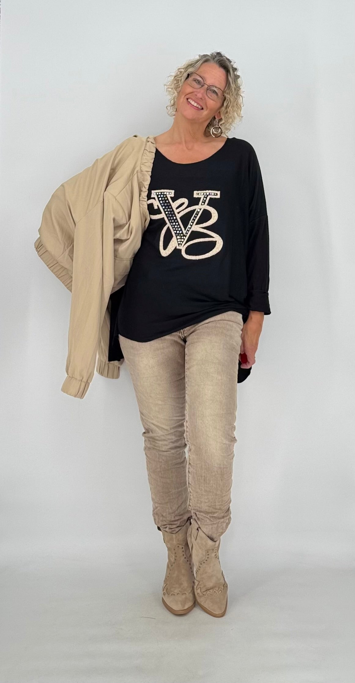 Sweatshirt in Schwarz mit Wollanteil
