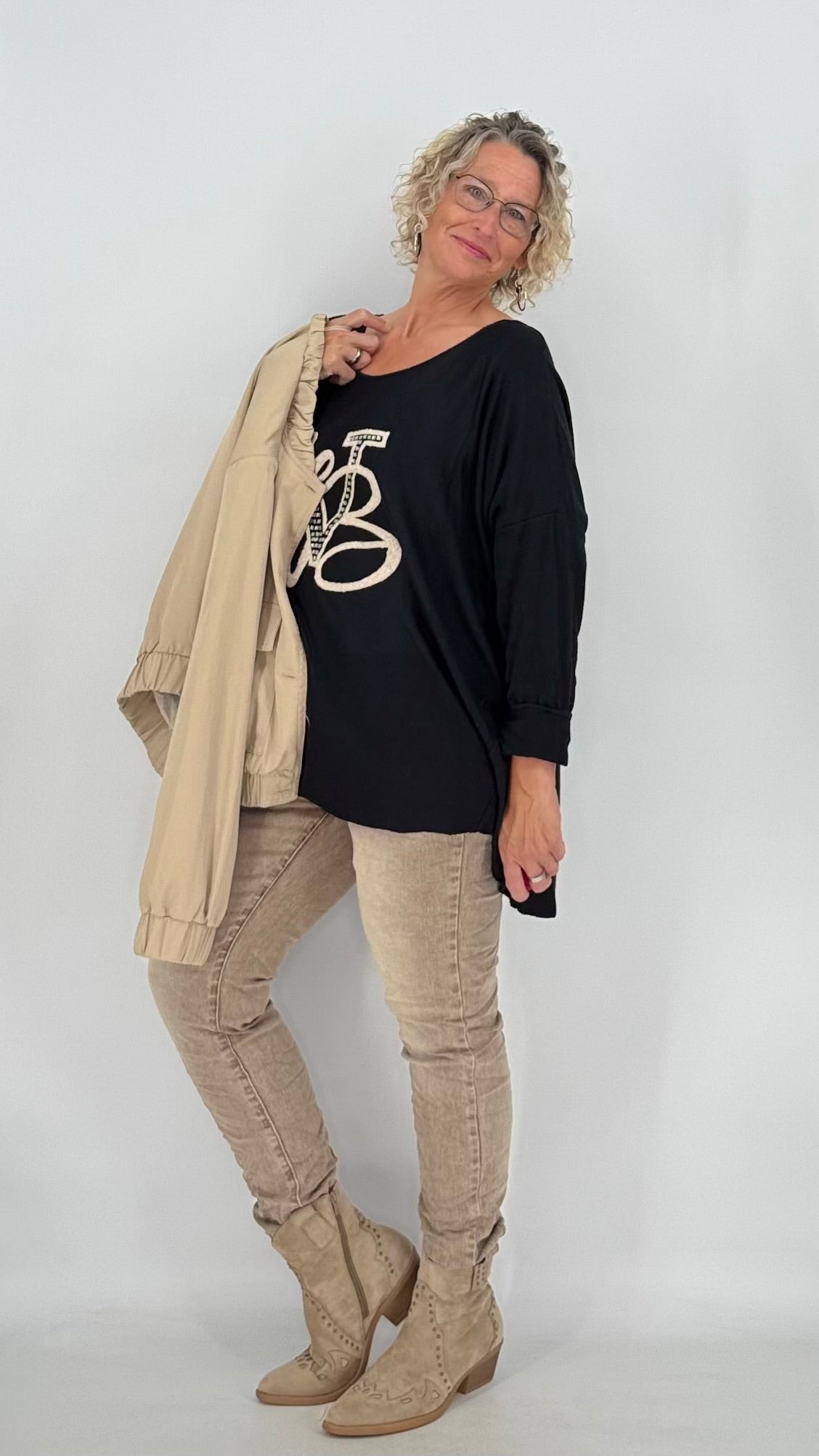 Sweatshirt in Schwarz mit Wollanteil