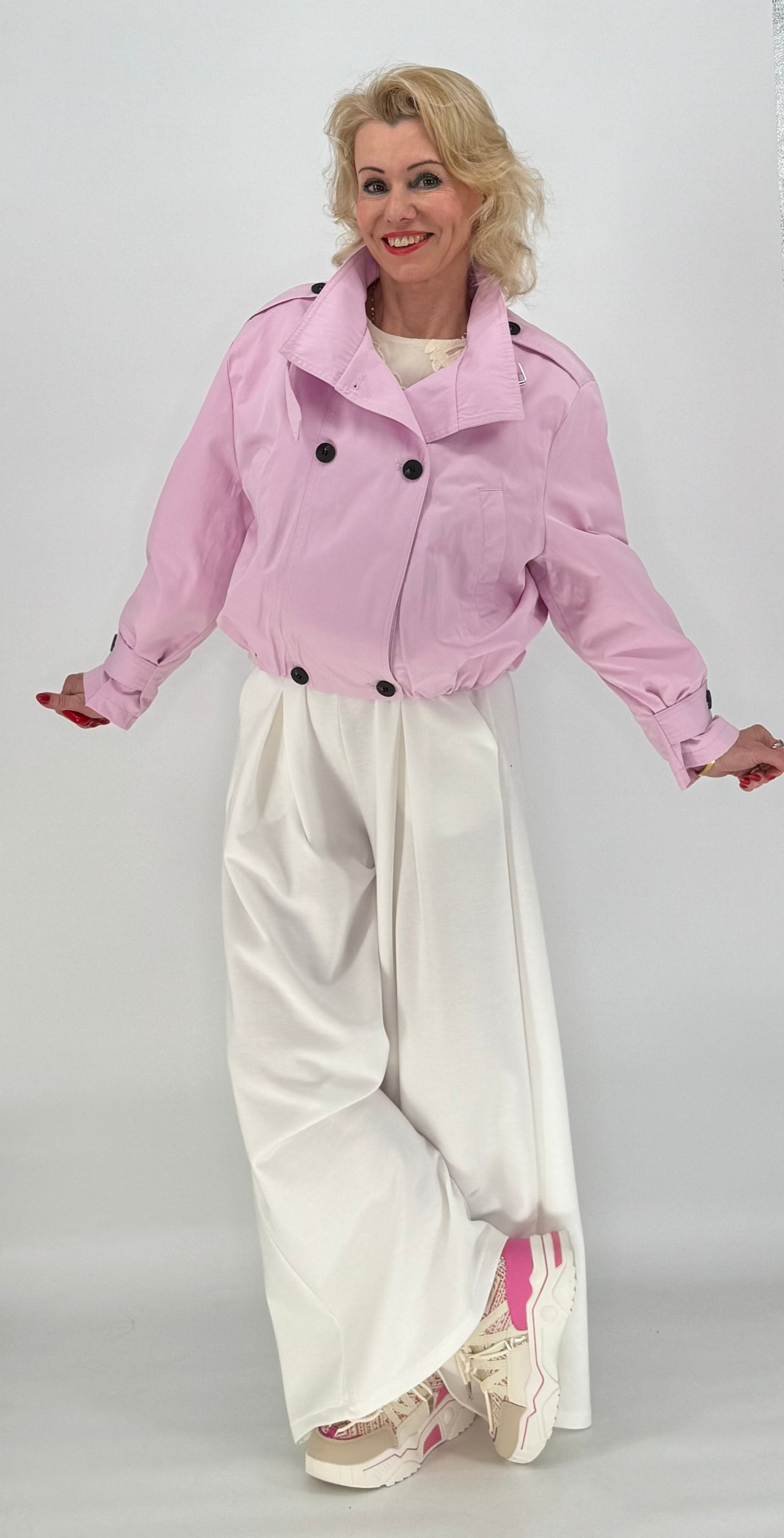 Hose mit Gürtel, weiß