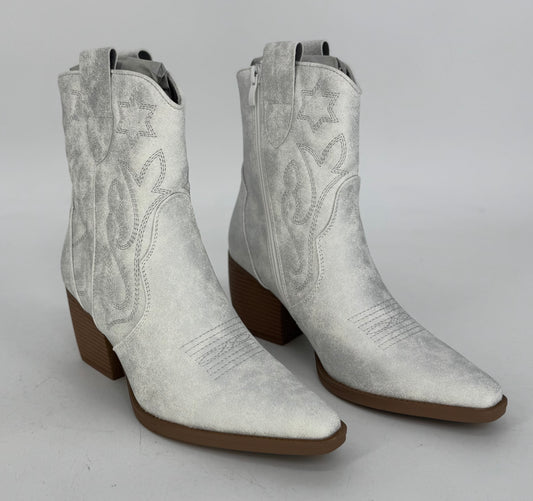 Stiefel, Cowboystiefel kurz silber DE326P