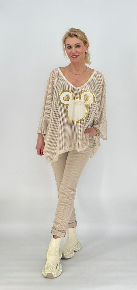 Netz Shirt mit Mickey Print