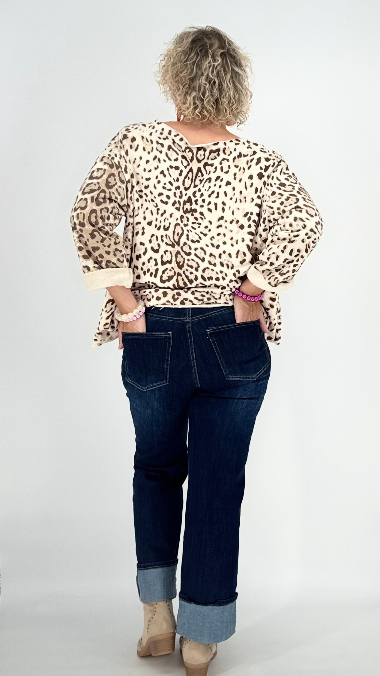 Sweatshirt in beige leo, "YES!"