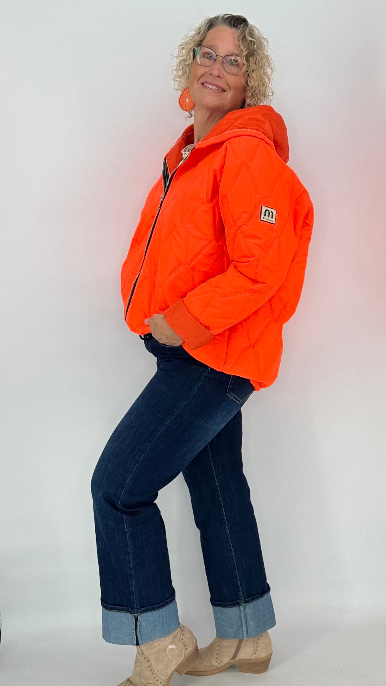 Leichte Steppjacke, neon orange