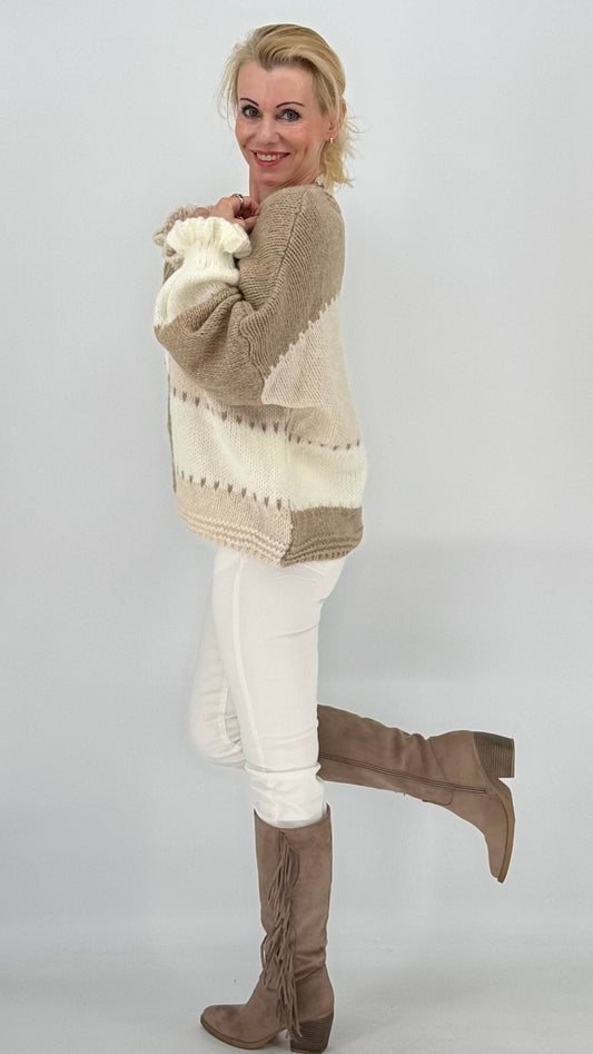 Strickjacke , beie/creme