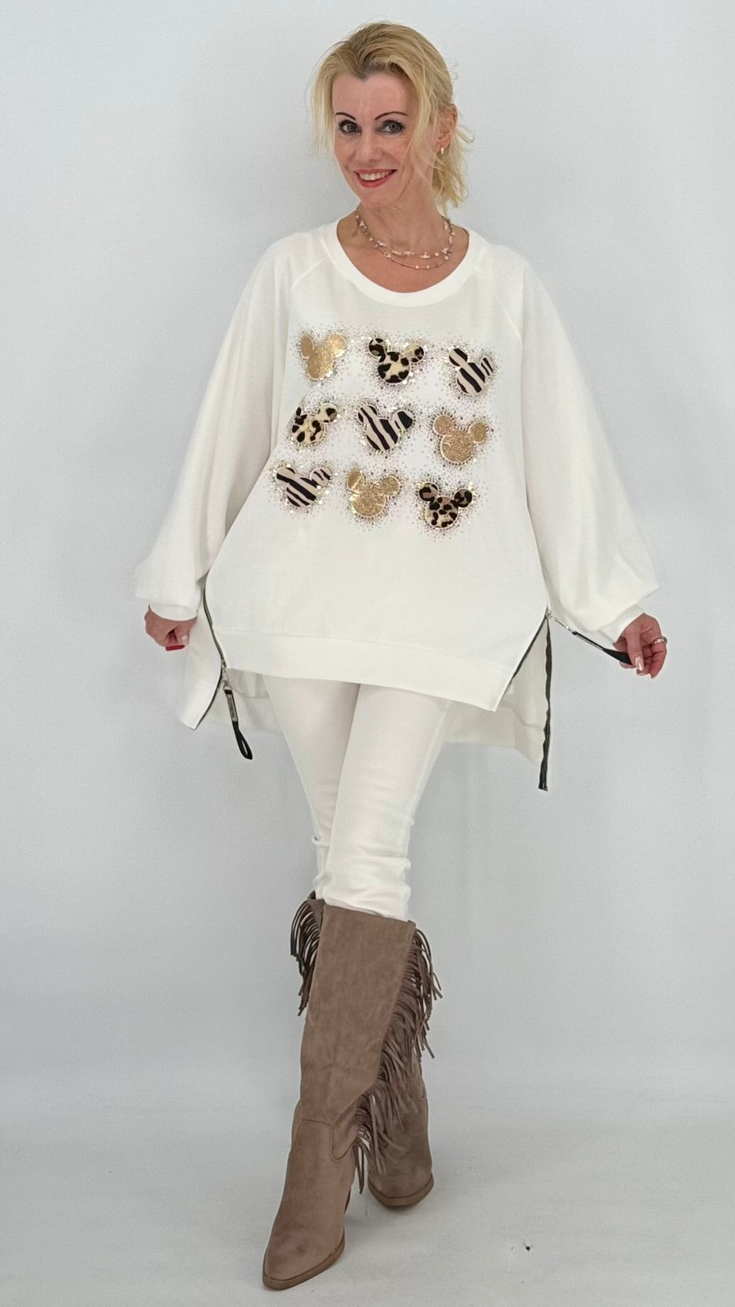 Sweatshirt, Weiss mit Mickey