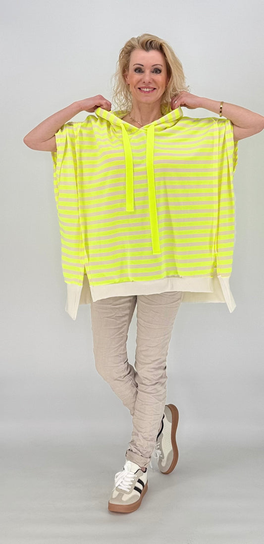 ESViViD Hoodie gestreift Neongelb / Creme