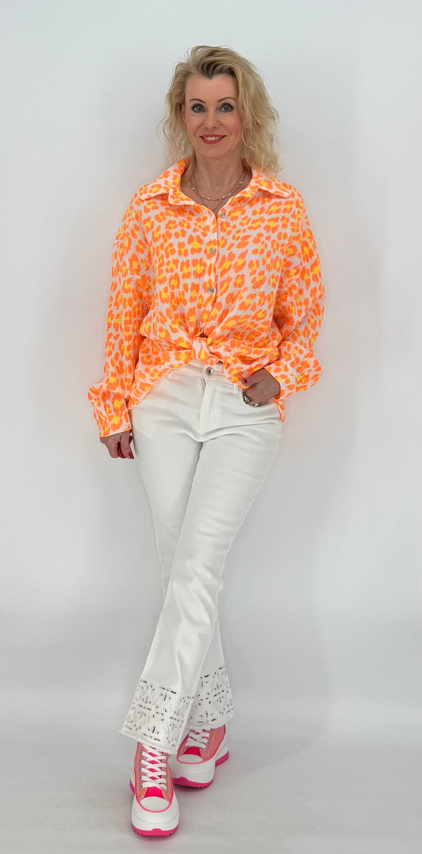 Bluse 100% Baumwolle "Leo" orange