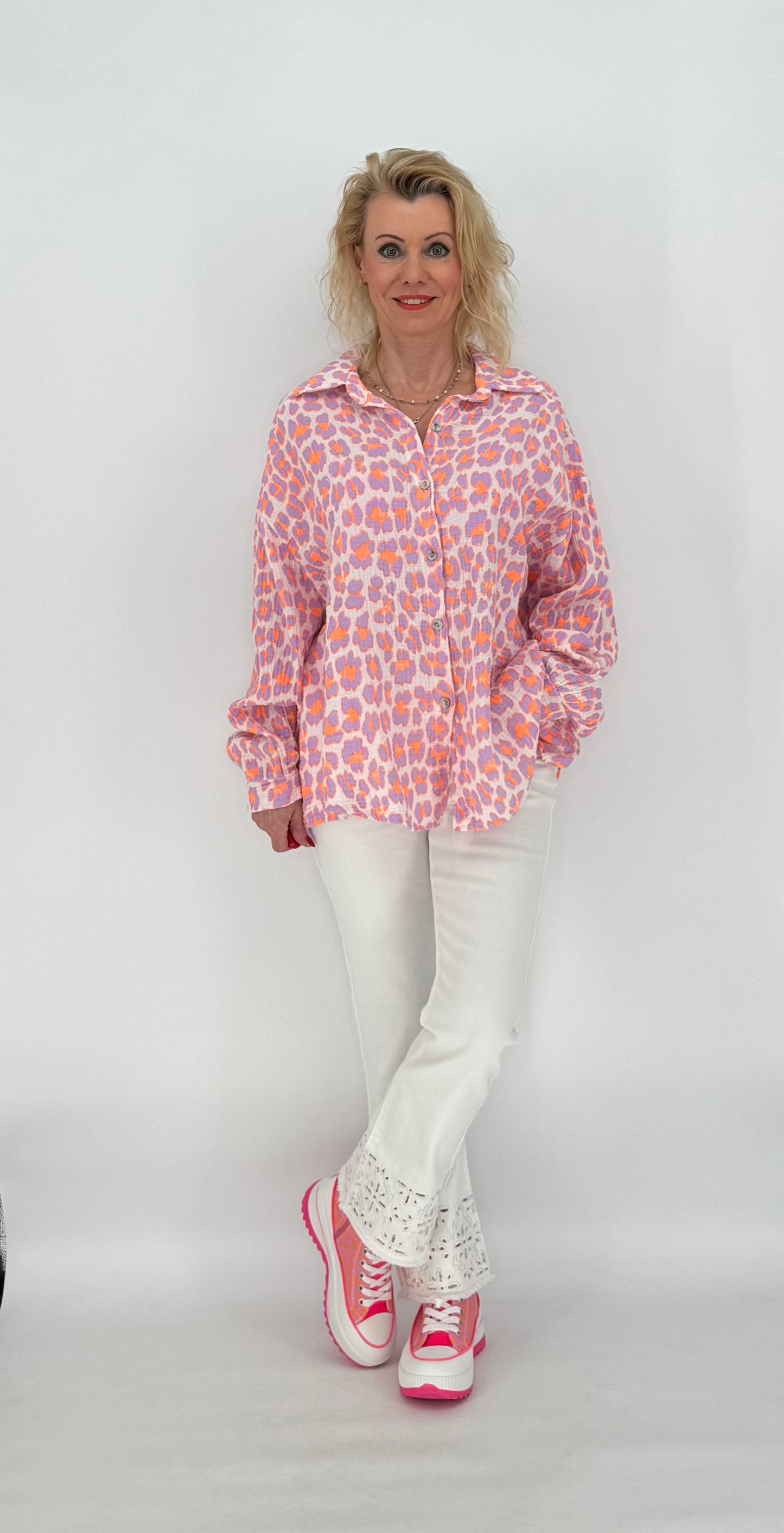 Bluse 100% Baumwolle "Leo" flieder