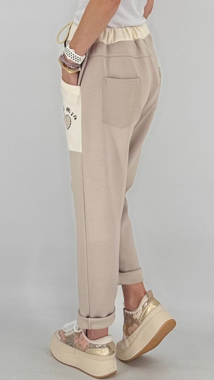 Jogpants Hose, creme "min"