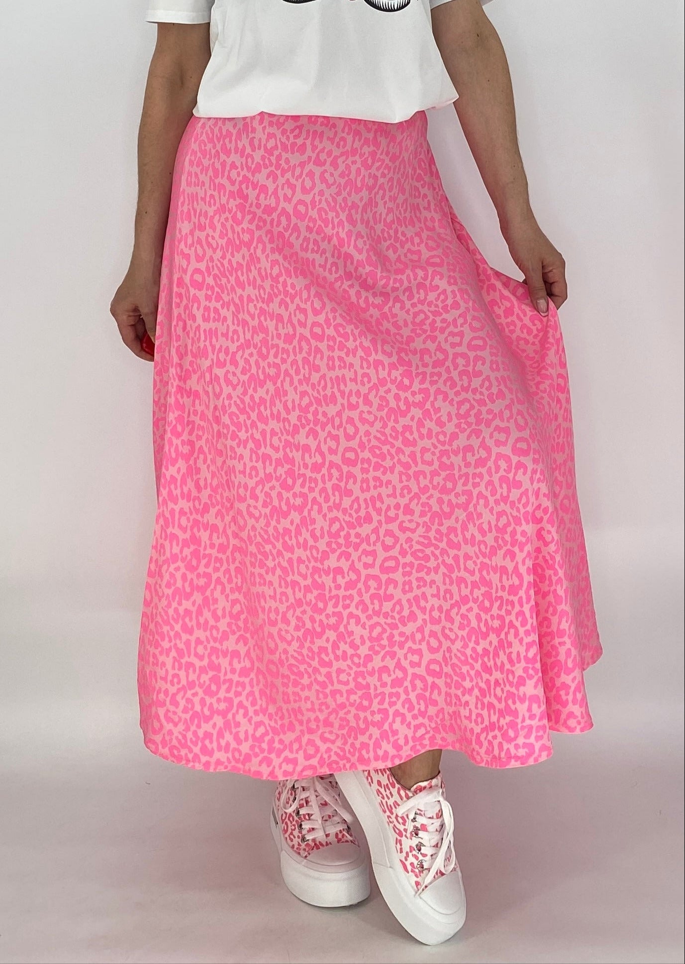 Midi Rock Viscose/Seide, rosa/pink