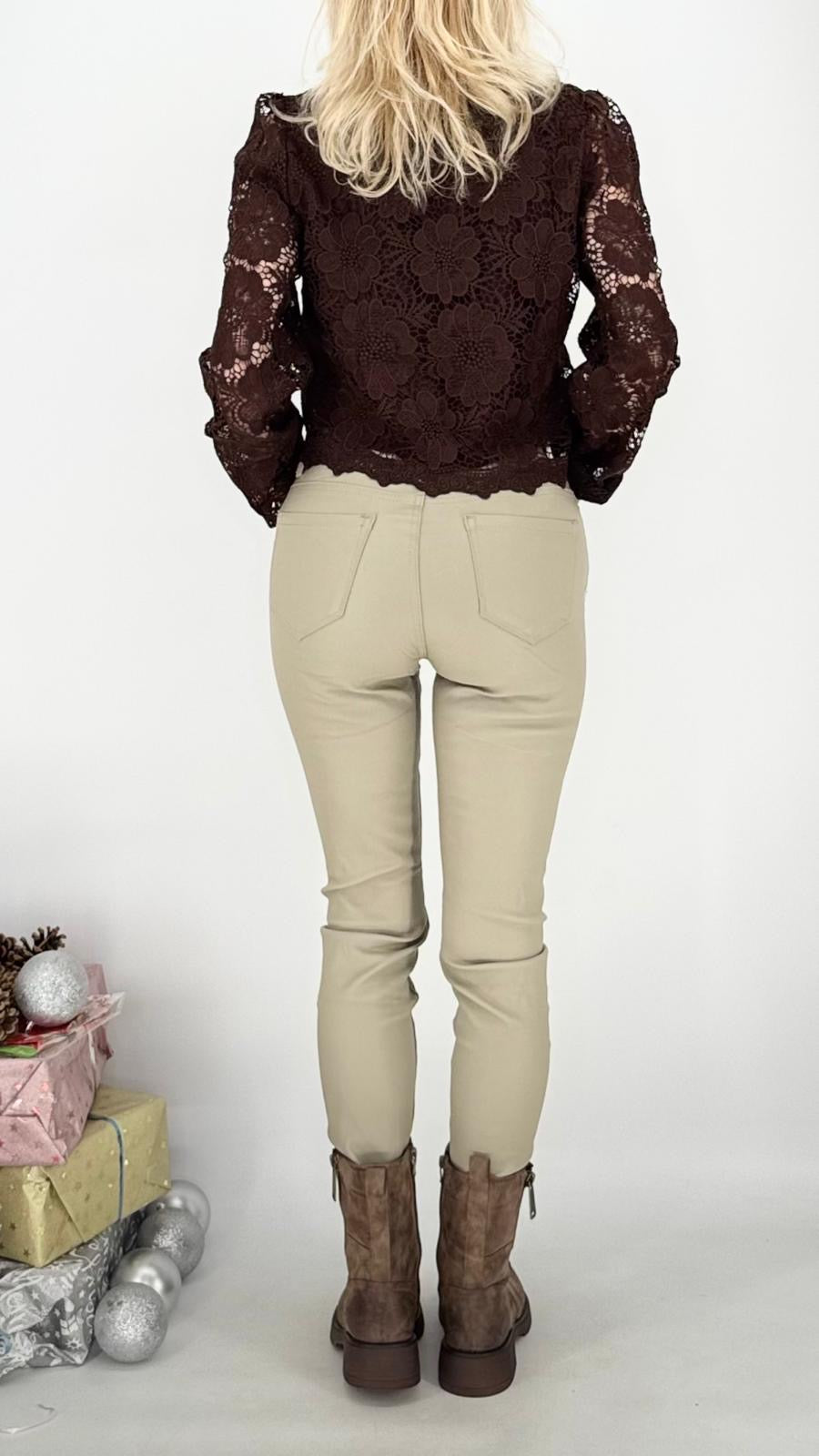 Lederimitat Hose ESViViD, braun, beige, schwarz