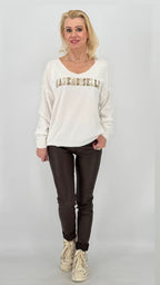 Lederimitat Hose ESViViD, braun, beige, schwarz