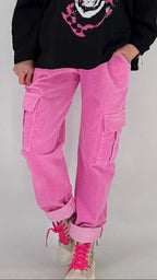 Cargohose im Cord - Look, creme, pink - By Elena FashionBy Elena Fashion