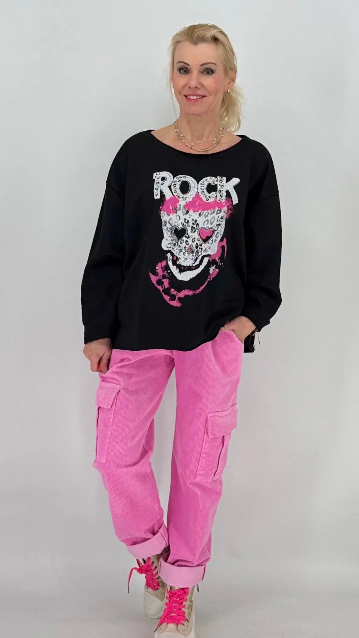 Cargohose im Cord - Look, creme, pink - By Elena FashionBy Elena Fashion