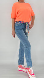 Jeans Hose mit Gürtel, blau