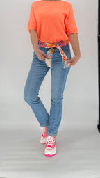 Jeans Hose mit Gürtel, blau