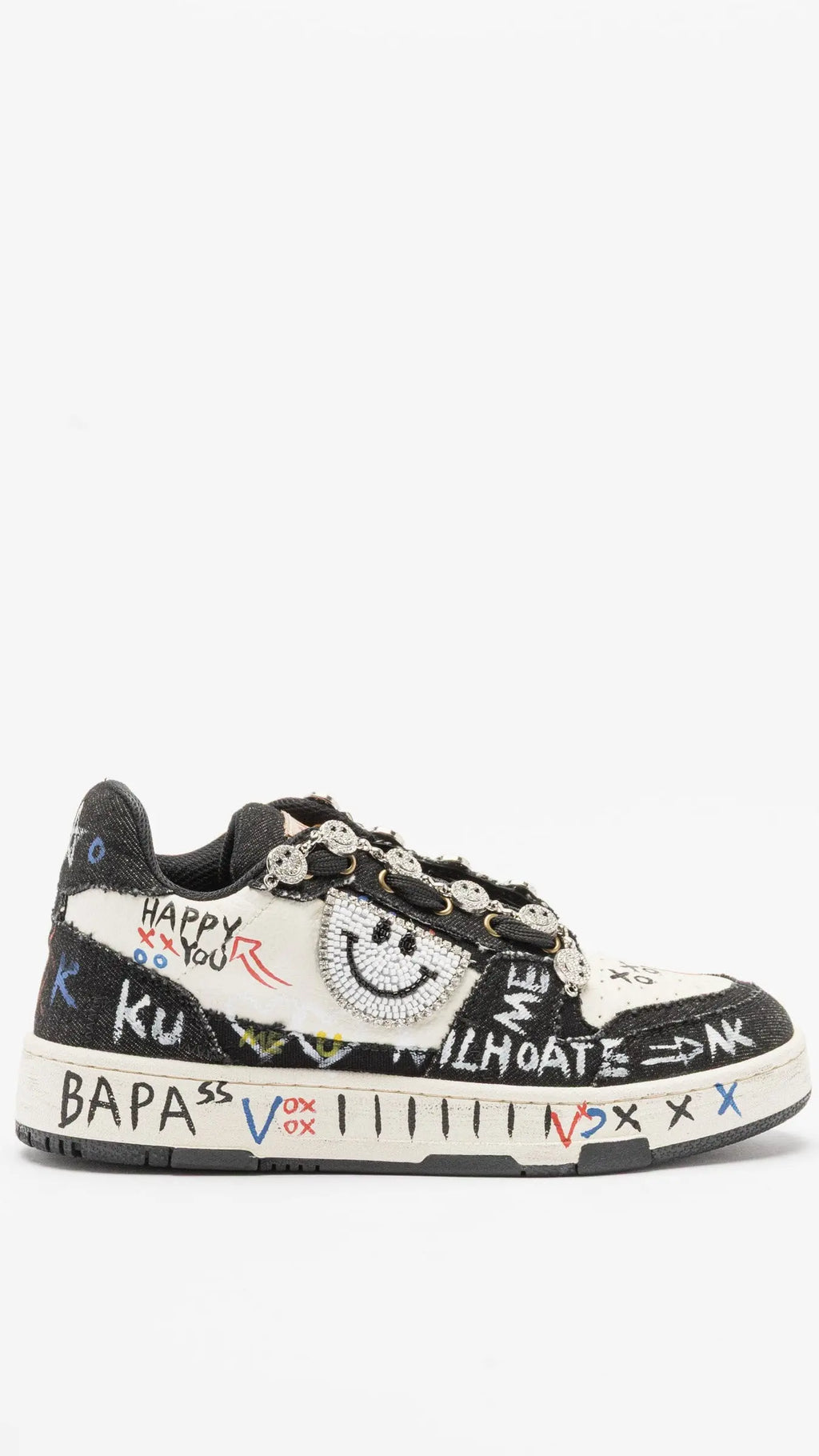 Sneaker NAN - KU "Smiley", beige, schwarz - By Elena FashionBy Elena Fashion