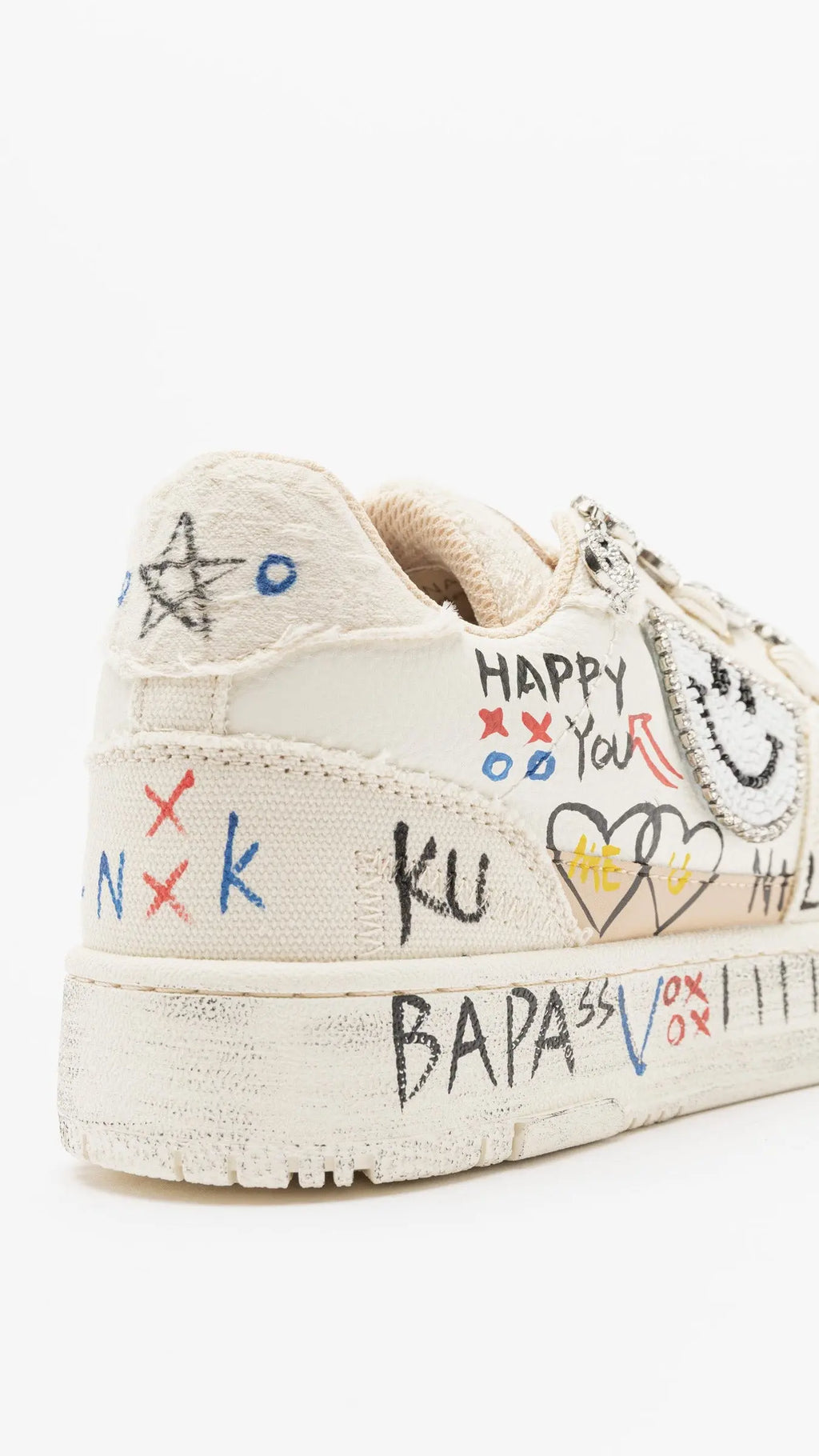 Sneaker NAN - KU "Smiley", beige, schwarz - By Elena FashionBy Elena Fashion