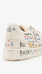 Sneaker NAN - KU "Smiley", beige, schwarz - By Elena FashionBy Elena Fashion