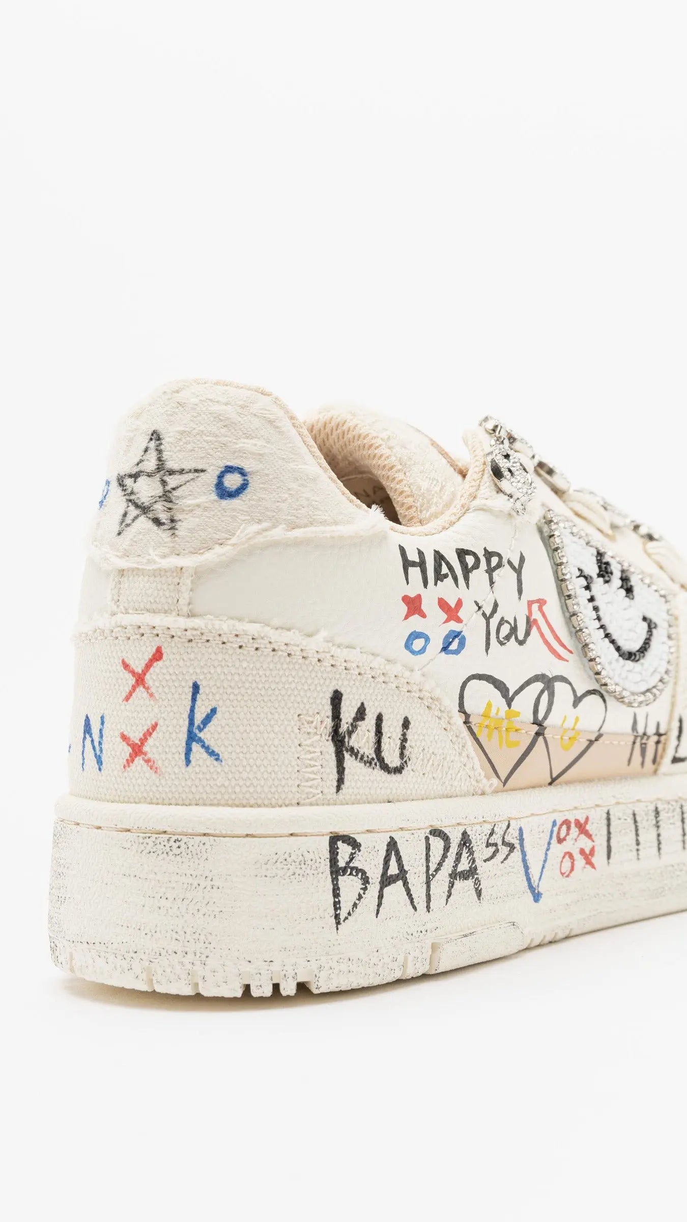 Sneaker NAN - KU "Smiley", beige, schwarz - By Elena FashionBy Elena Fashion
