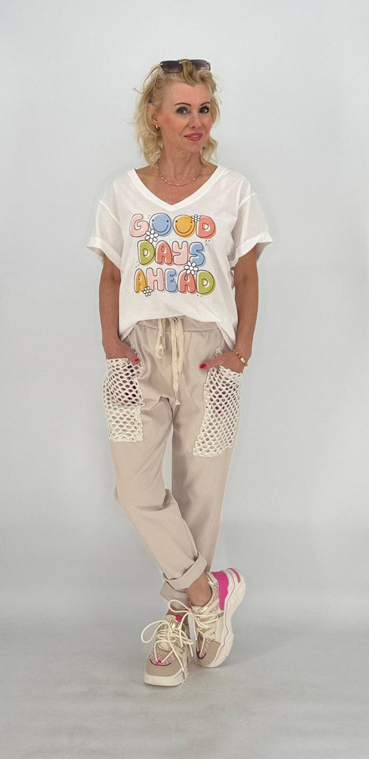 T-Shirt ESViViD "Good Days", creme/weiß