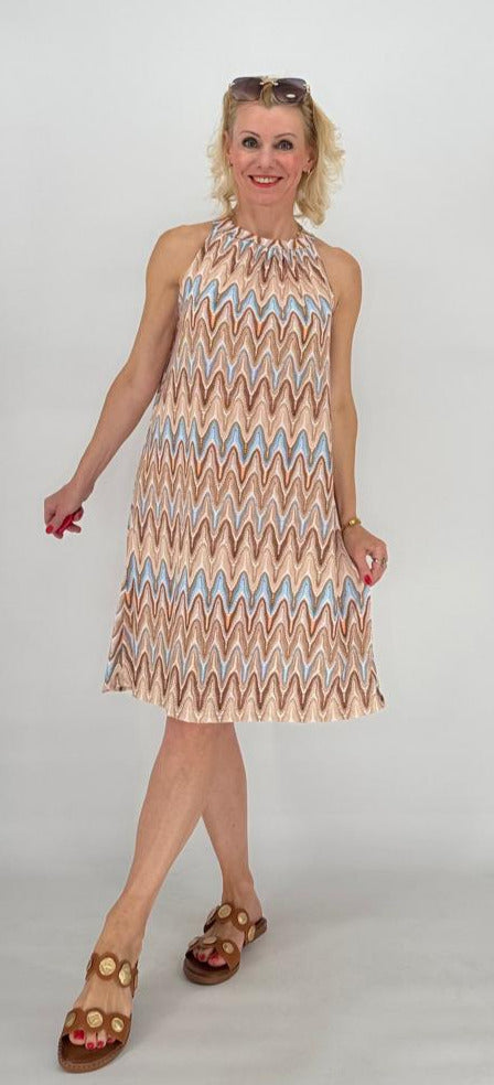 Kleid " Mia"  ZickZack, blau/beige/creme