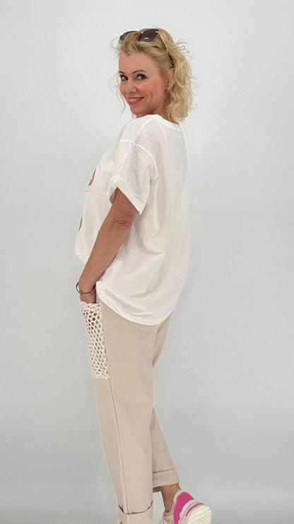 T-Shirt ESViViD "Good Days", creme/weiß