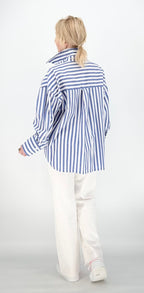 Streifen Bluse, weiß/blau