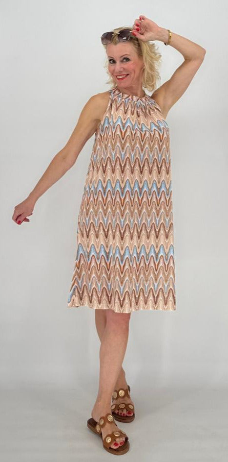 Kleid " Mia"  ZickZack, blau/beige/creme