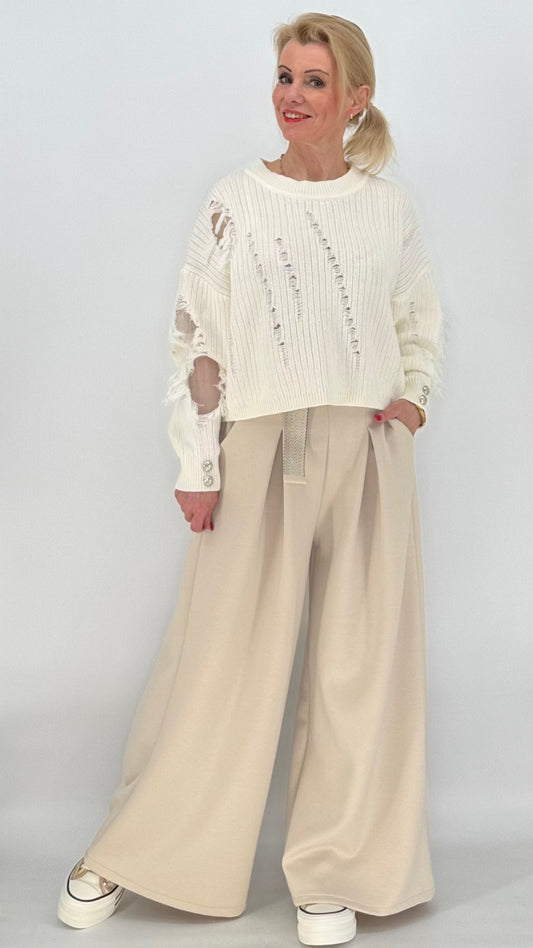 Hose mit Gürtel, beige