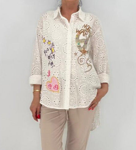Bluse aus 100% Baumwolle, weiß