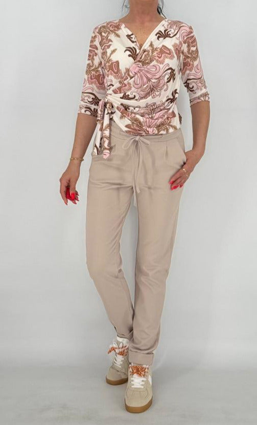 Bluse Muster, creme/beige/rosa